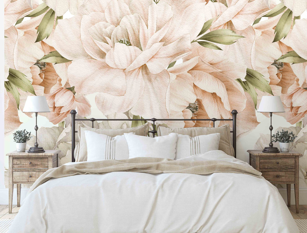 Boho Peony in Blush Wallpaper Mural