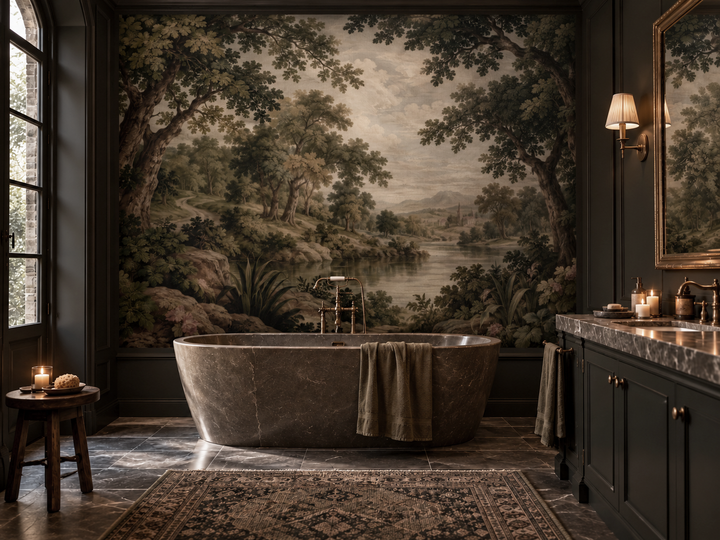 The Enchanted Vale, Vintage European Landscape Wallpaper Mural