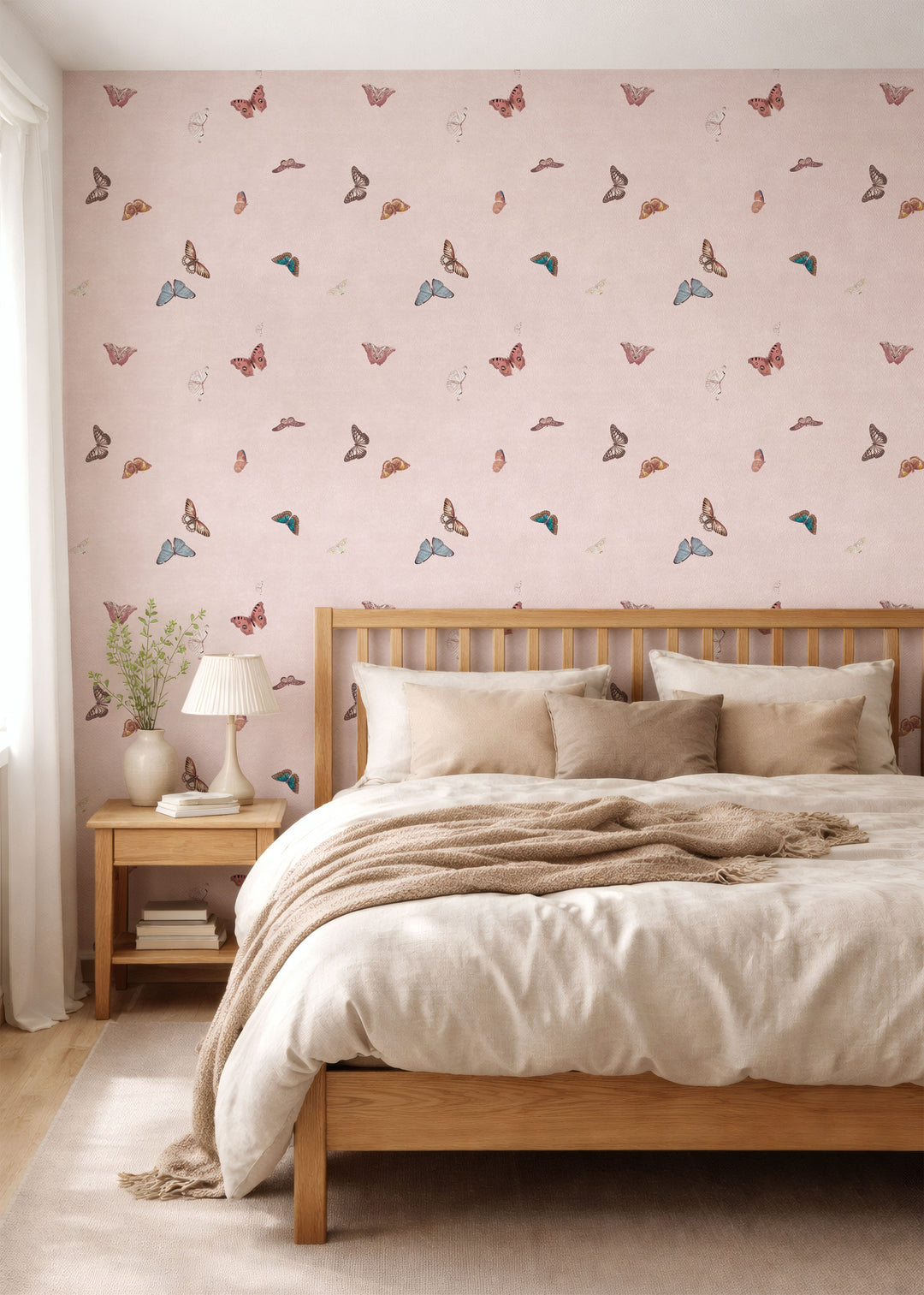 Vintage Butterfly Wallpaper - Pink