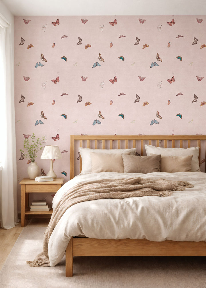 Vintage Butterfly Wallpaper - Pink
