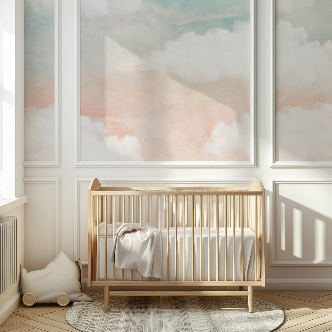 Abstract Clouds in Blush and Blue