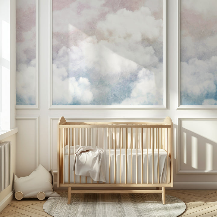 Oil Paint Pastel Sunset Tender Clouds Mural