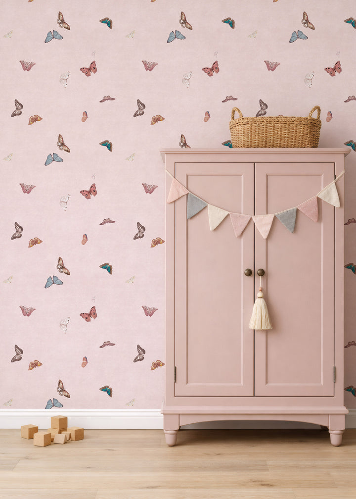 Vintage Butterfly Wallpaper - Pink
