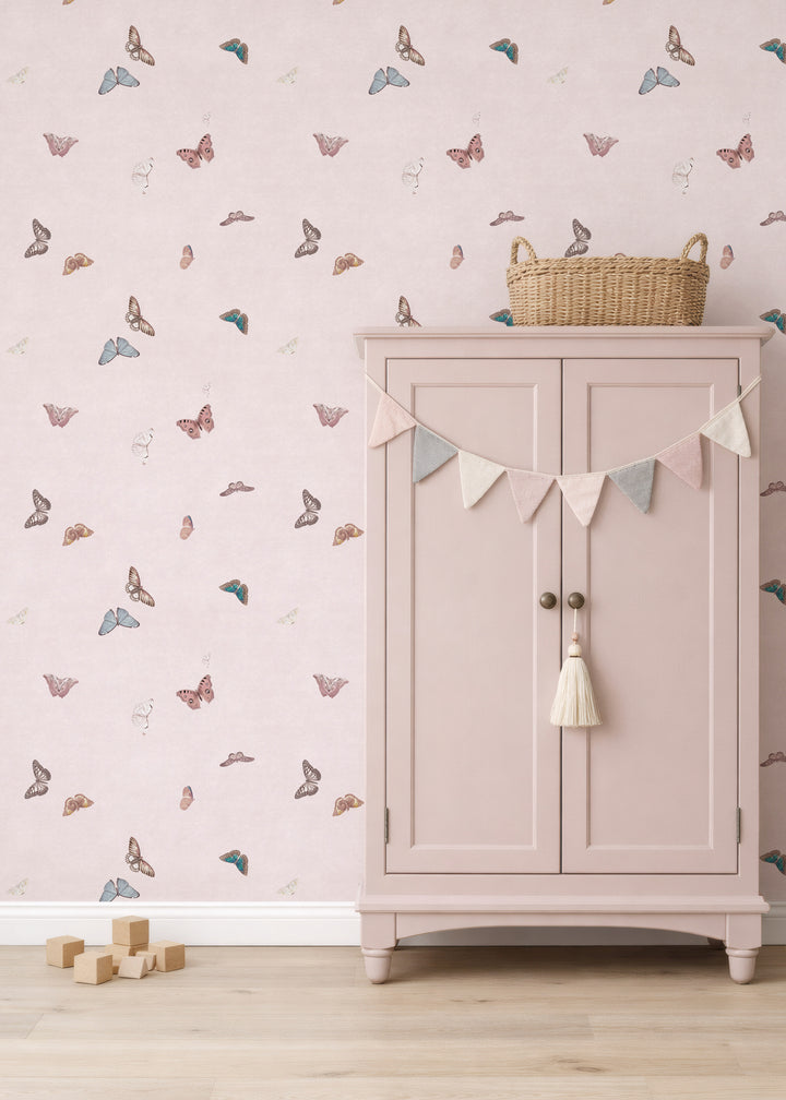 Vintage Butterfly Wallpaper - Pink