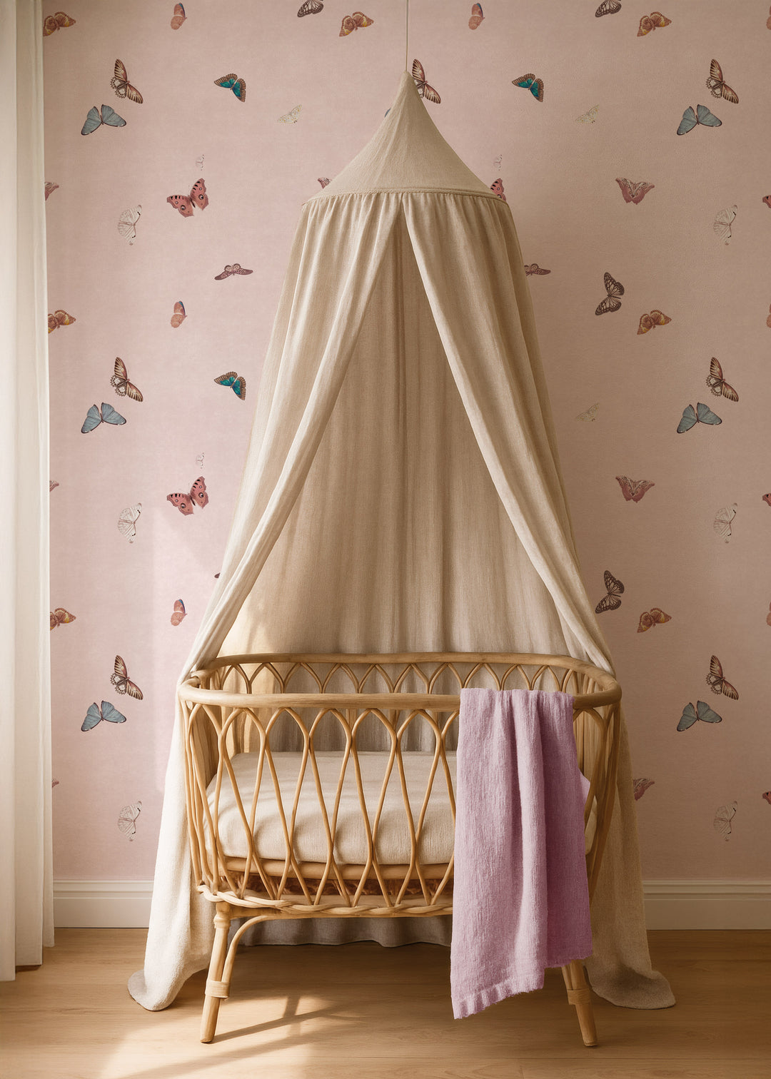 Vintage Butterfly Wallpaper - Pink