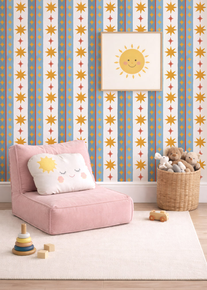 Vintage Starburst Stripe Parade Wallpaper