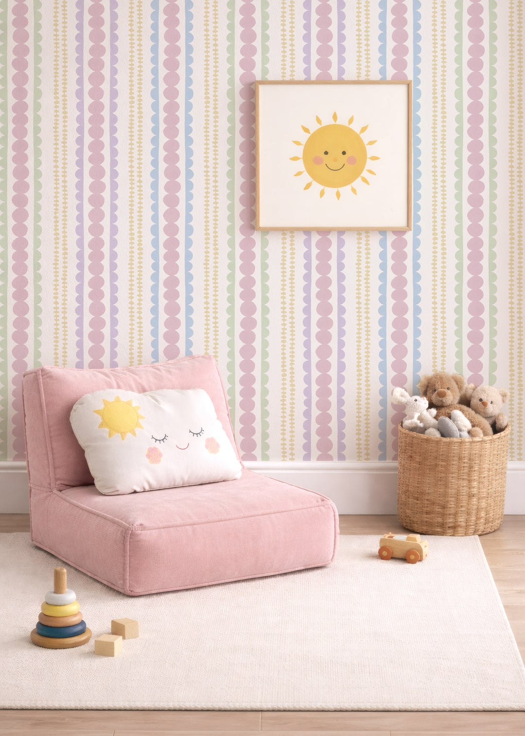 Halston Pebble Column Wallpaper in Sweet Baby Colors