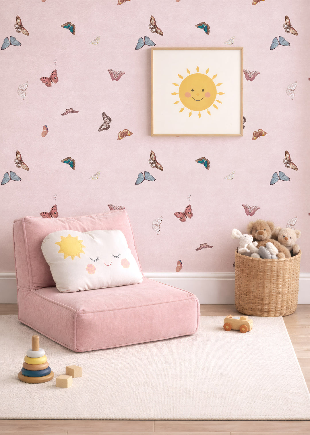 Vintage Butterfly Wallpaper - Pink