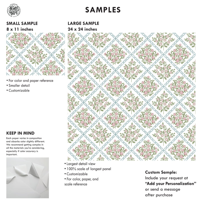 Rose Trellis Cottage Botanical Wallpaper