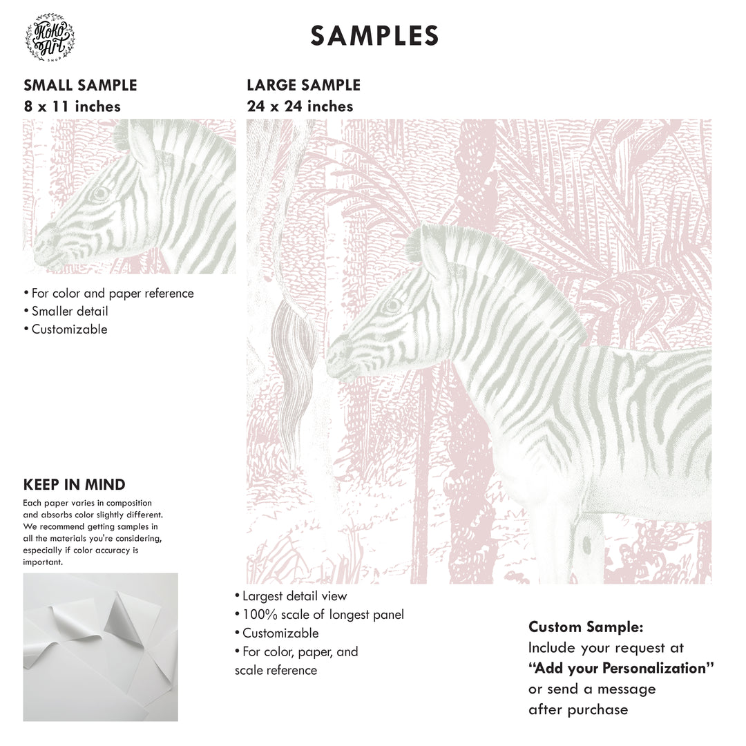 Safari Jungle Mural Wallpaper in Pink