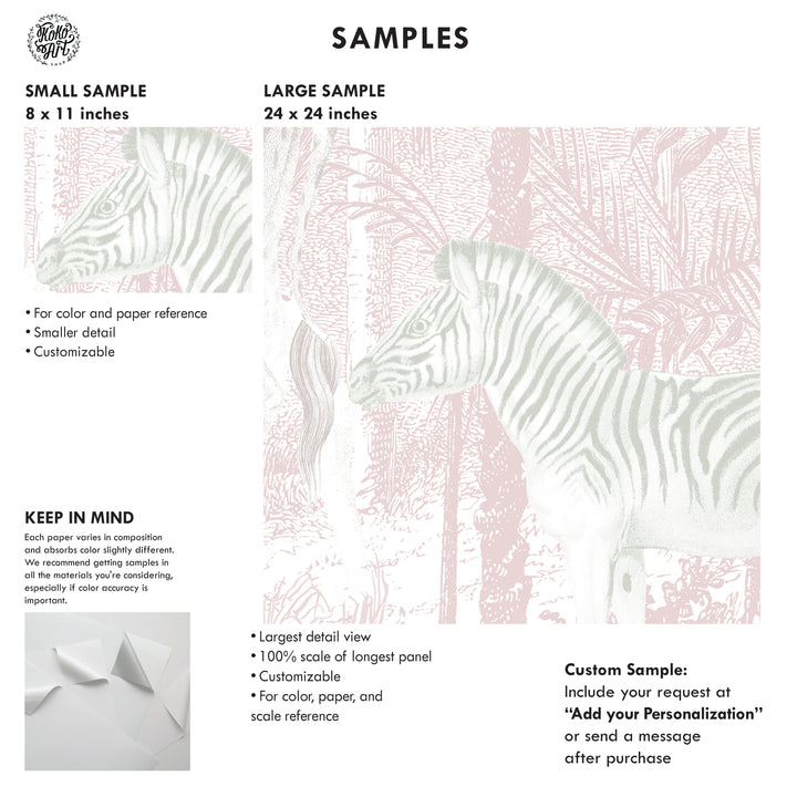 Safari Jungle Mural Wallpaper in Pink