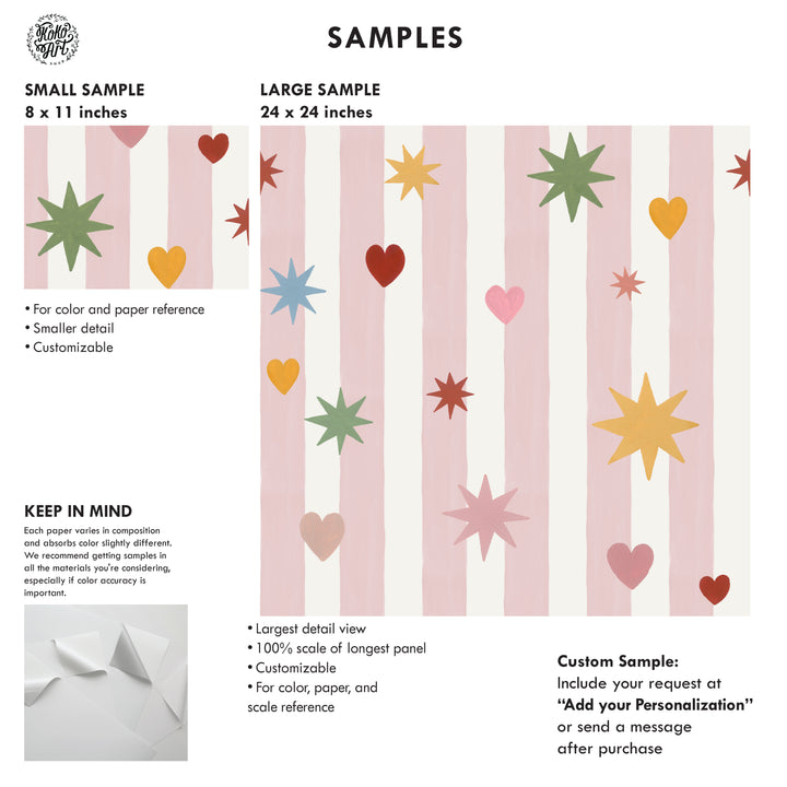 Pink Stripes Hearts Stars Wallpaper