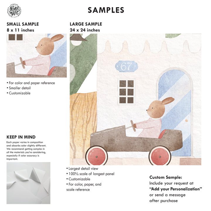 Fantasy Animal Town with Flowers Mural Wallpaper