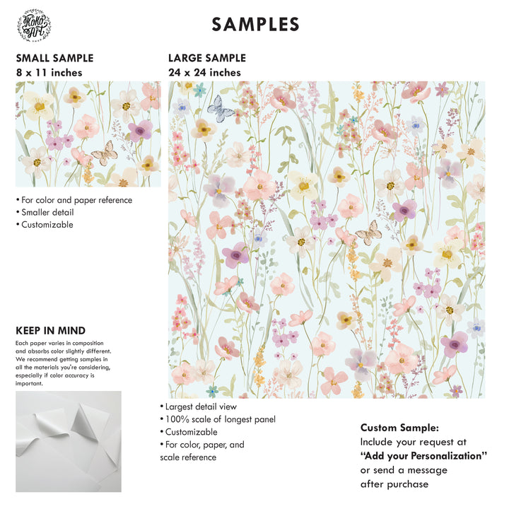 Wildflower Daydream Wallpaper Soft Blue