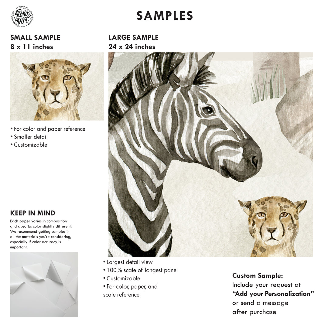 Neutral Safari Storybook Wallpaper Mural