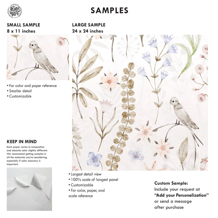 Foggy Wildflower Garden Mural