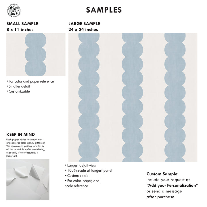 Pebble Column Stripe Wallpaper - Romantic Blue and Cream