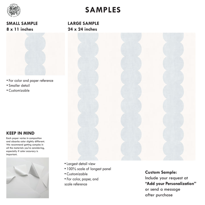 Pebble Column Stripe Wallpaper in Light Blue and Off White