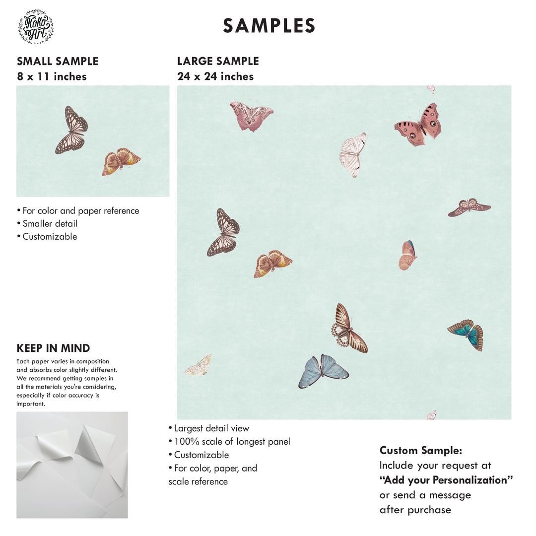 Vintage Butterfly Wallpaper - Mint