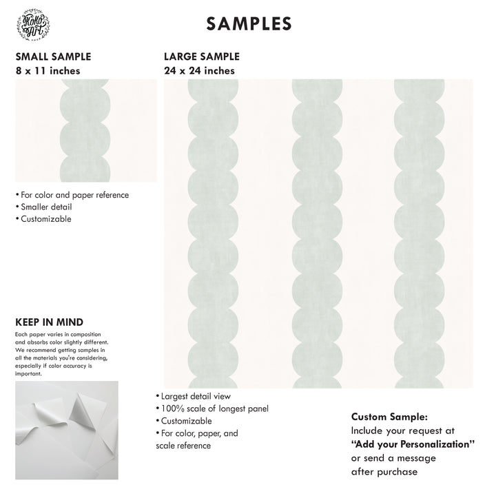 Pebble Column Stripe Wallpaper in Sage and Off White