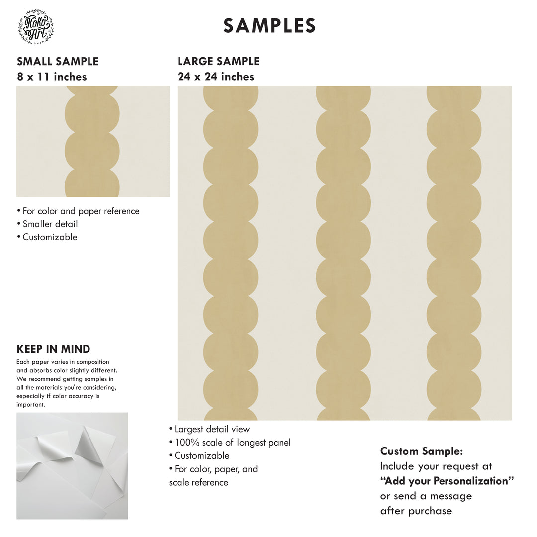 Pebble Column Stripe Wallpaper in Mustard and Light Cream