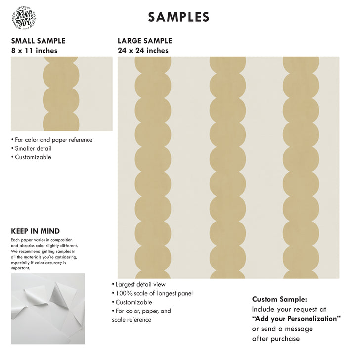 Pebble Column Stripe Wallpaper in Mustard and Light Cream