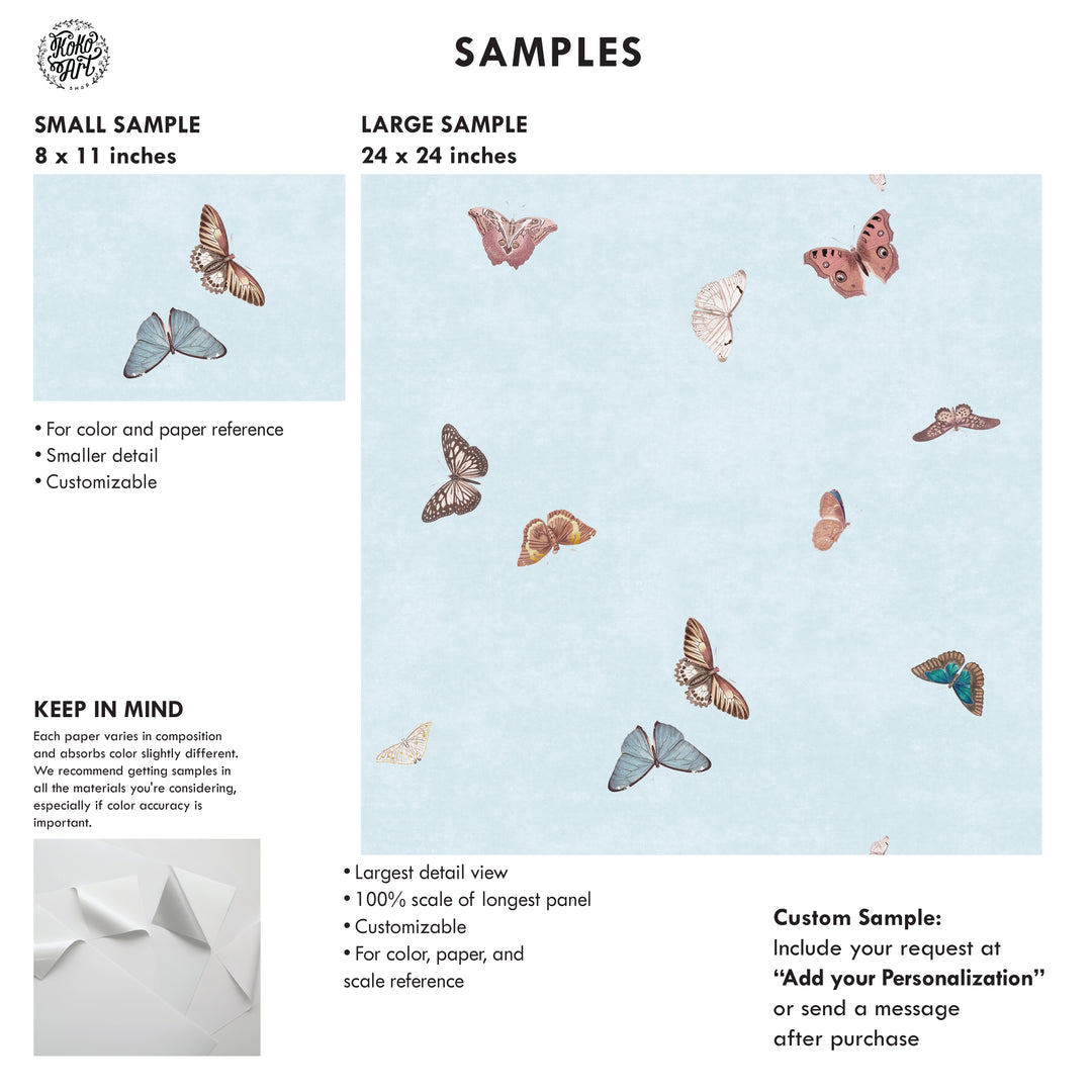 Vintage Butterfly Wallpaper - Blue