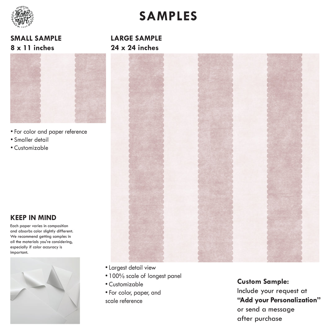 Vintage Scallop 3 Stripe Wallpaper