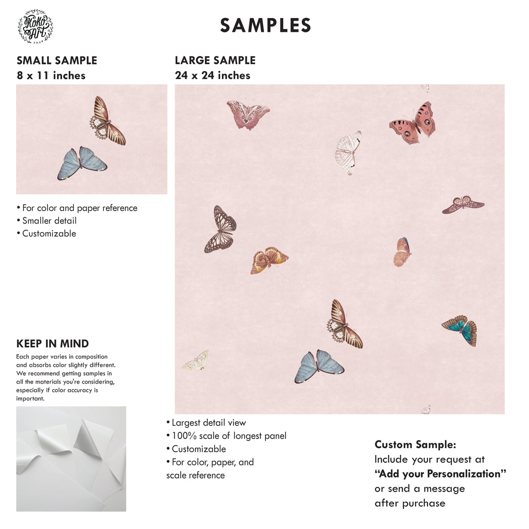 Vintage Butterfly Wallpaper - Pink