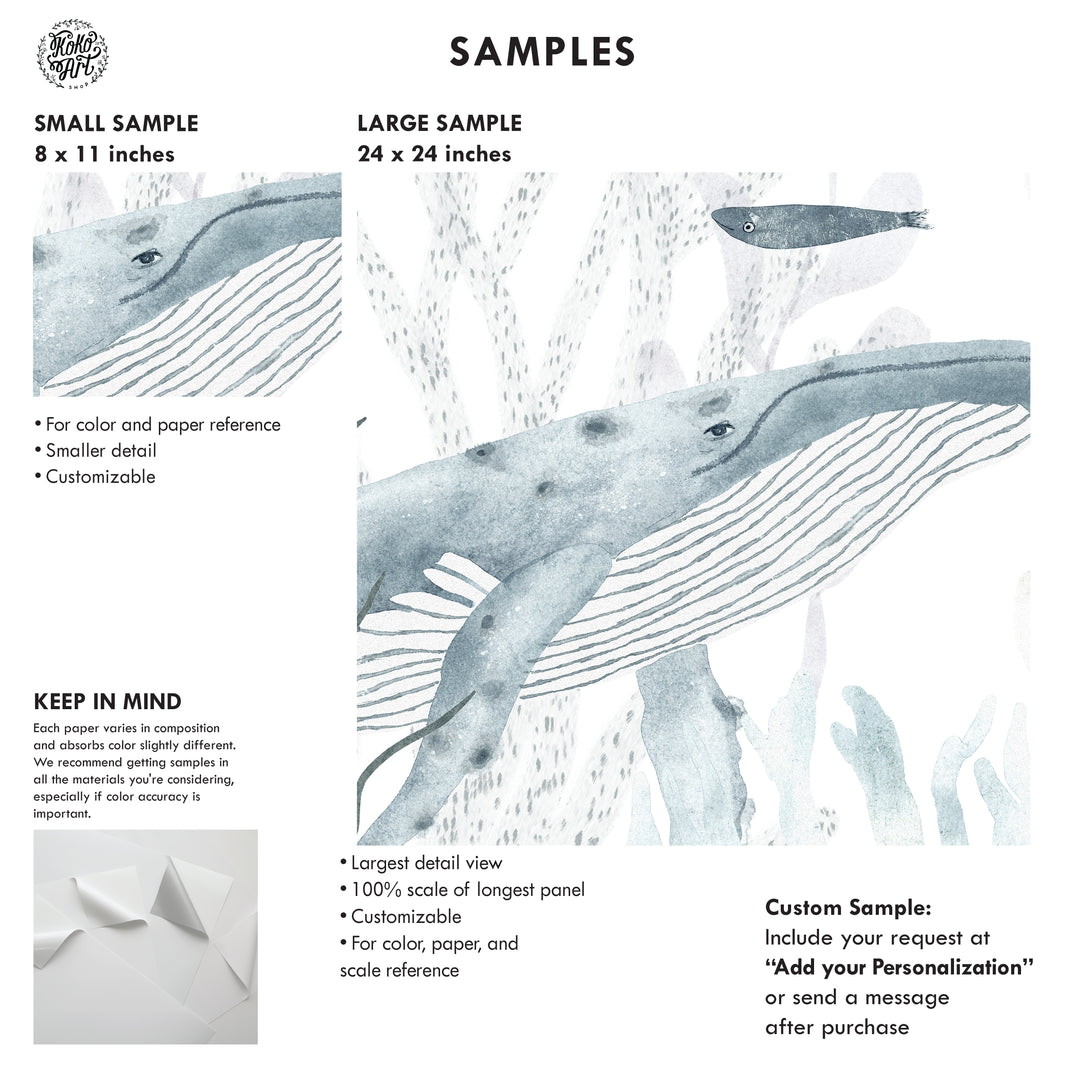 Marine Melody Wallpaper Mural Neutral Blue