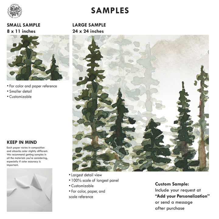 Foggy Pine Tree Forest Mural