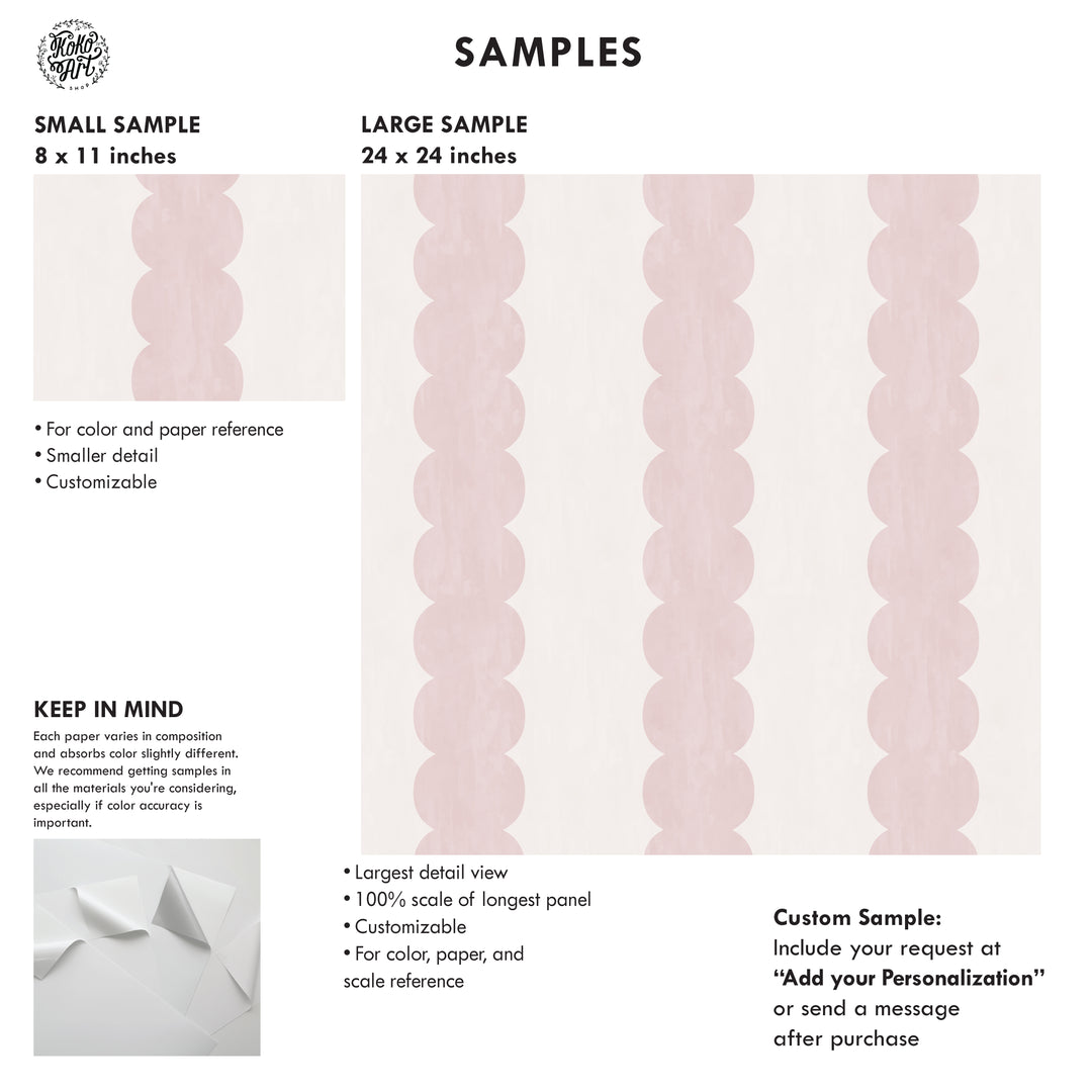 Pebble Column Stripe Wallpaper in Pink and Light Cream