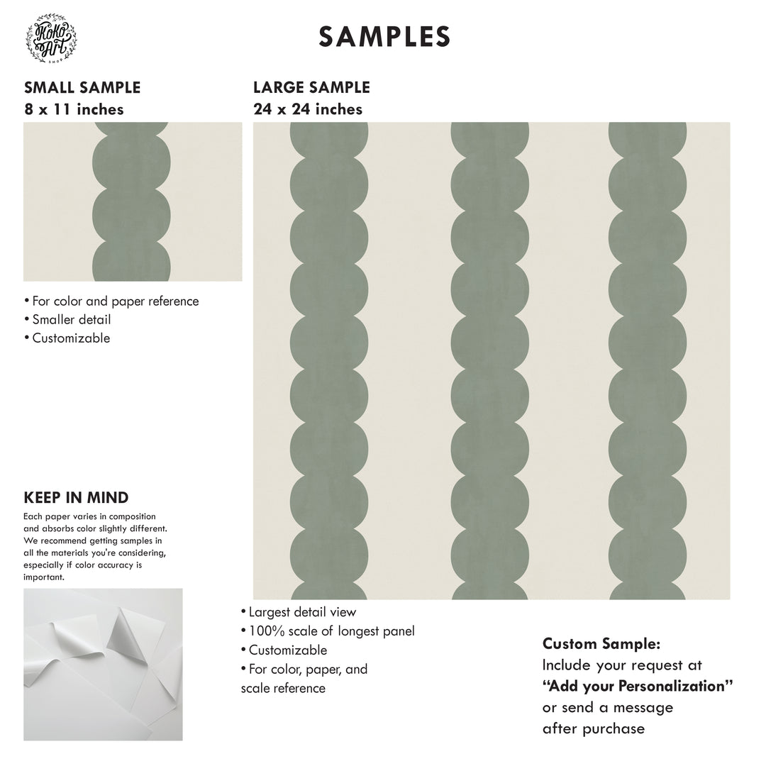 Pebble Column Stripe Wallpaper in Tate Olive and Light Cream