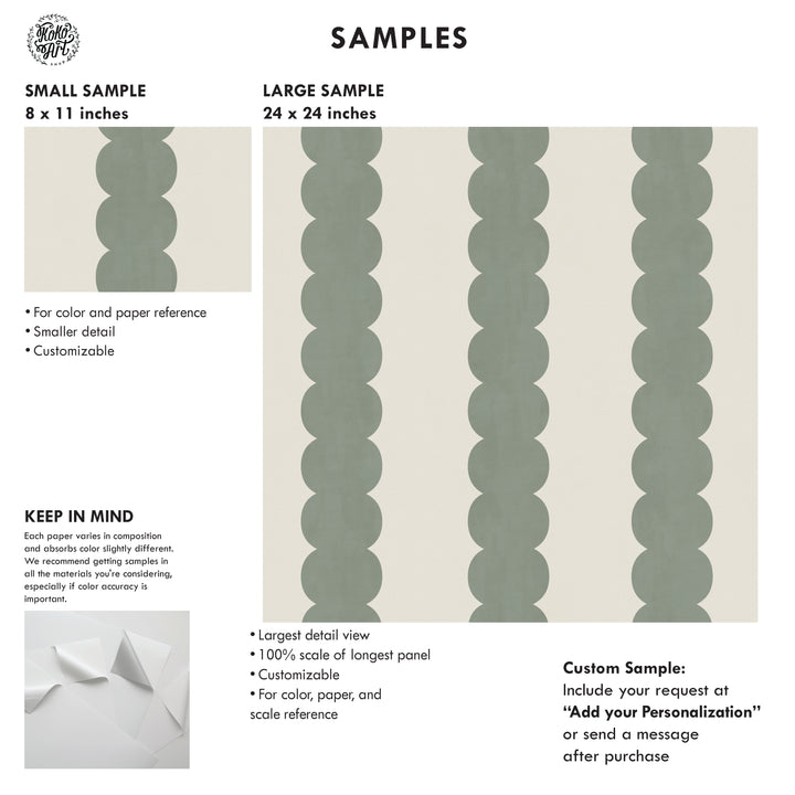 Pebble Column Stripe Wallpaper in Tate Olive and Light Cream