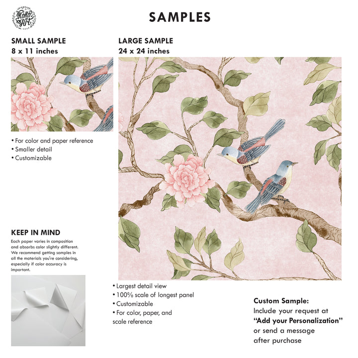 Romantic Chinoiserie Mural in Pink - Studio Exclusive