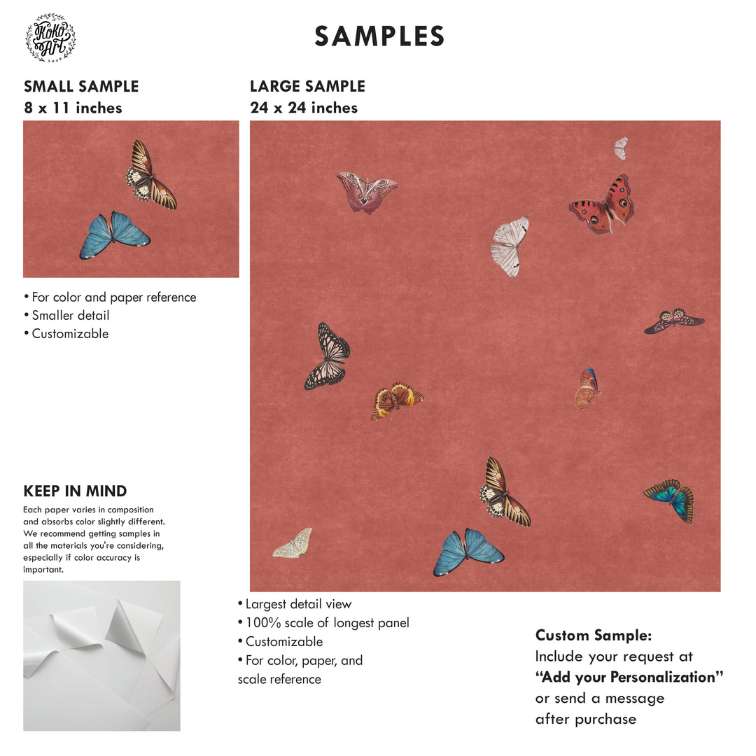 Vintage Butterfly Wallpaper - Terracotta