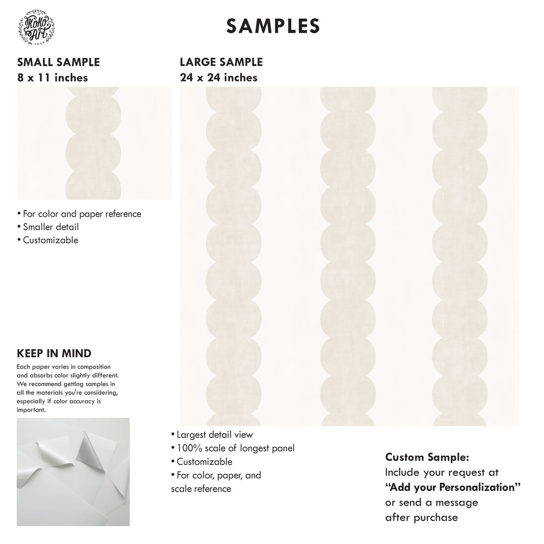 Pebble Column Stripe Wallpaper in Light Beige and Off White