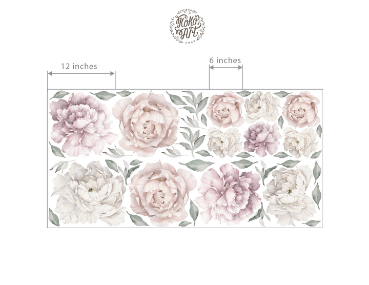 Decal Muted Watercolor Peony