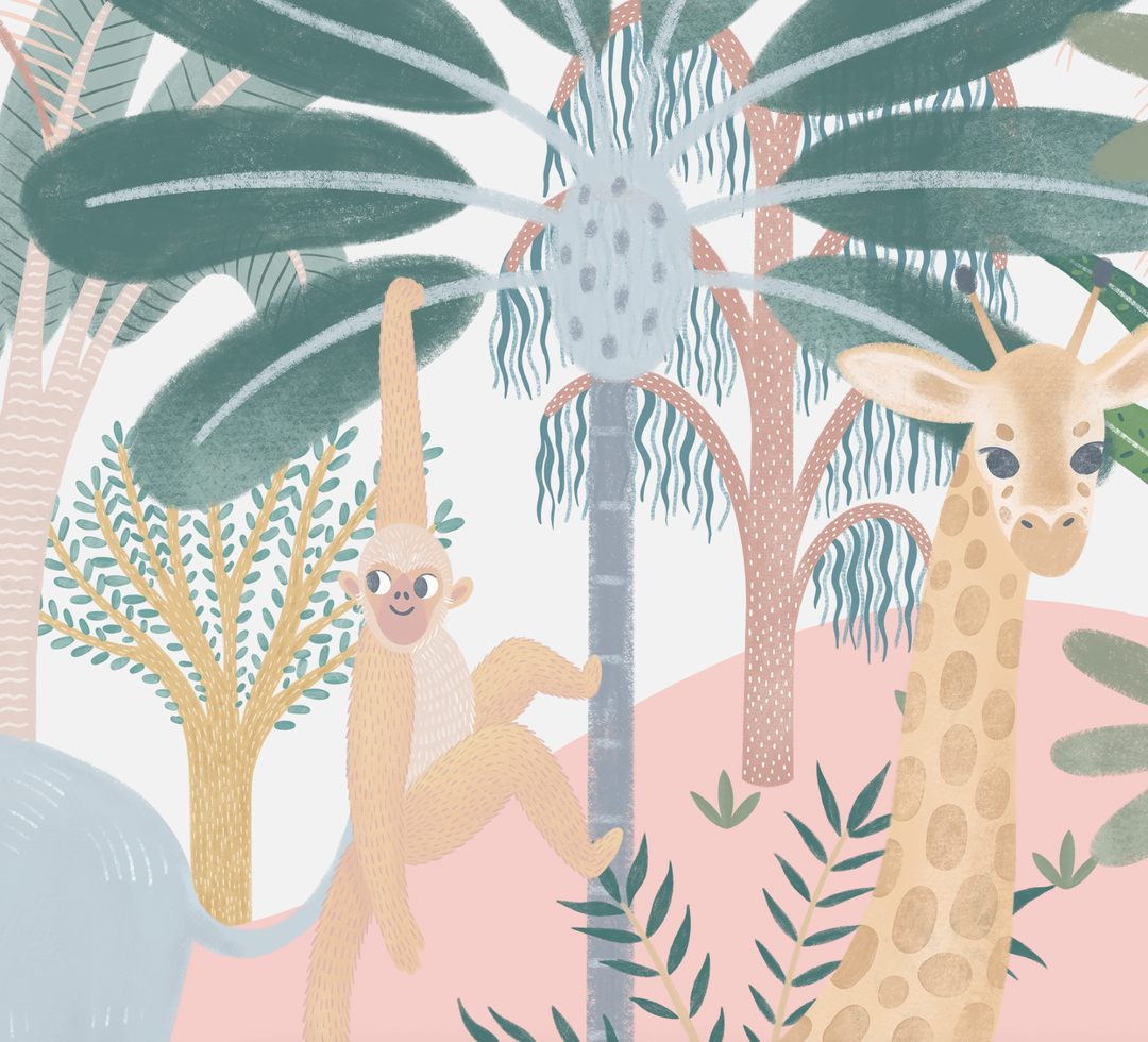 Magic Safari Mural in Pink