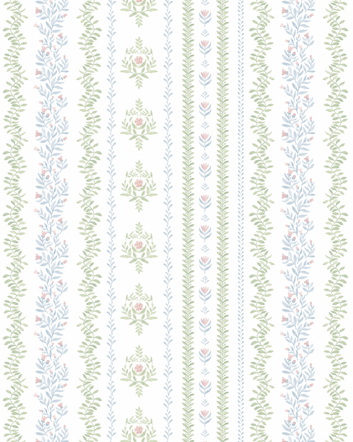 Bloom Rhythm Stripe Wallpaper
