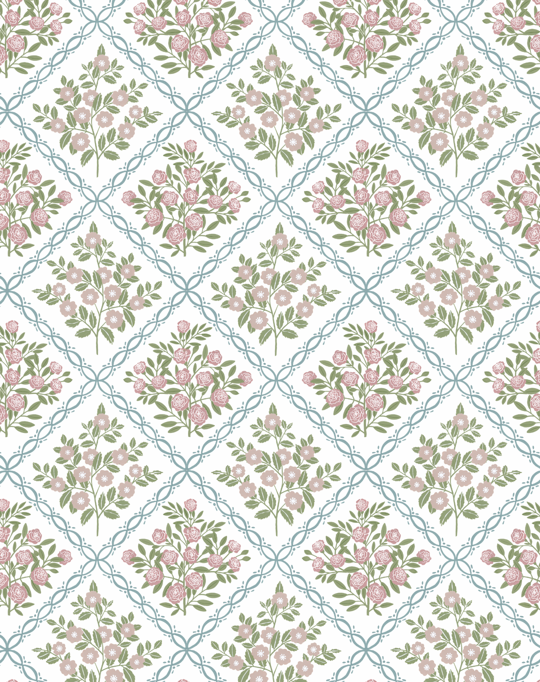 Rose Trellis Cottage Botanical Wallpaper