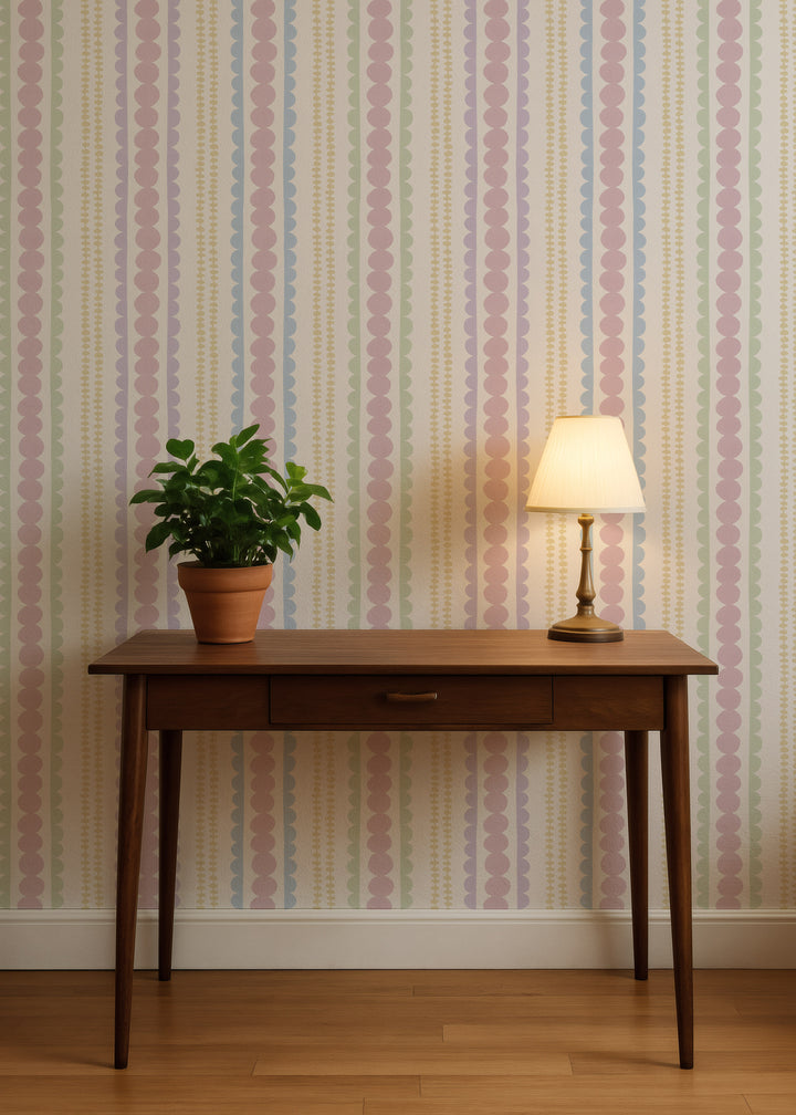 Halston Pebble Column Wallpaper in Sweet Baby Colors