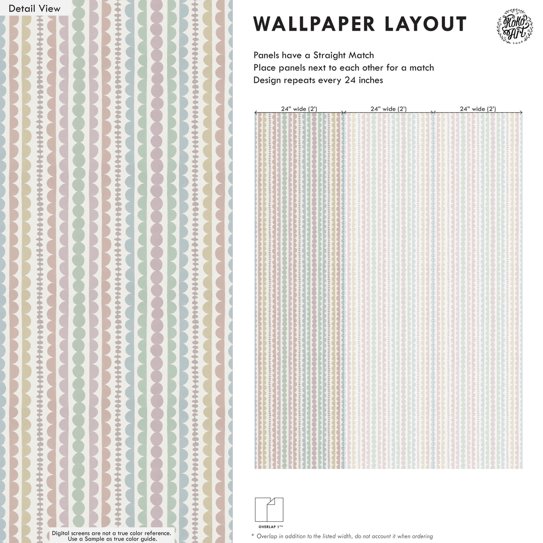 Pebble Ribbon Stripe Wallpaper