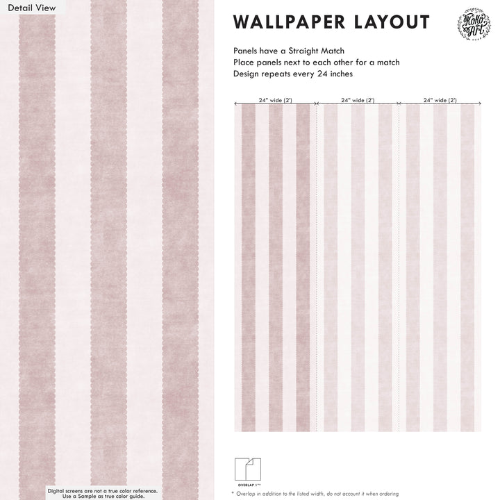 Vintage Scallop 3 Stripe Wallpaper