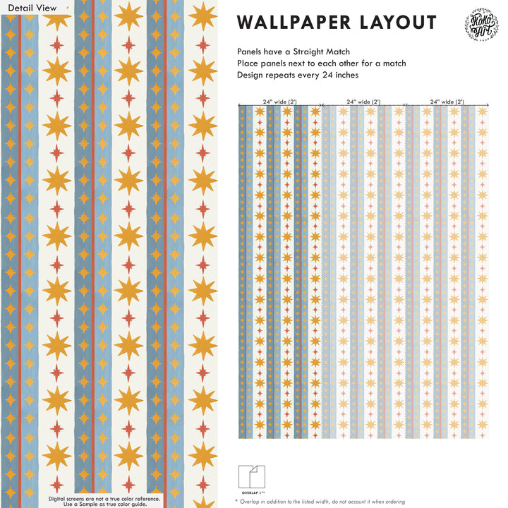 Vintage Starburst Stripe Parade Wallpaper