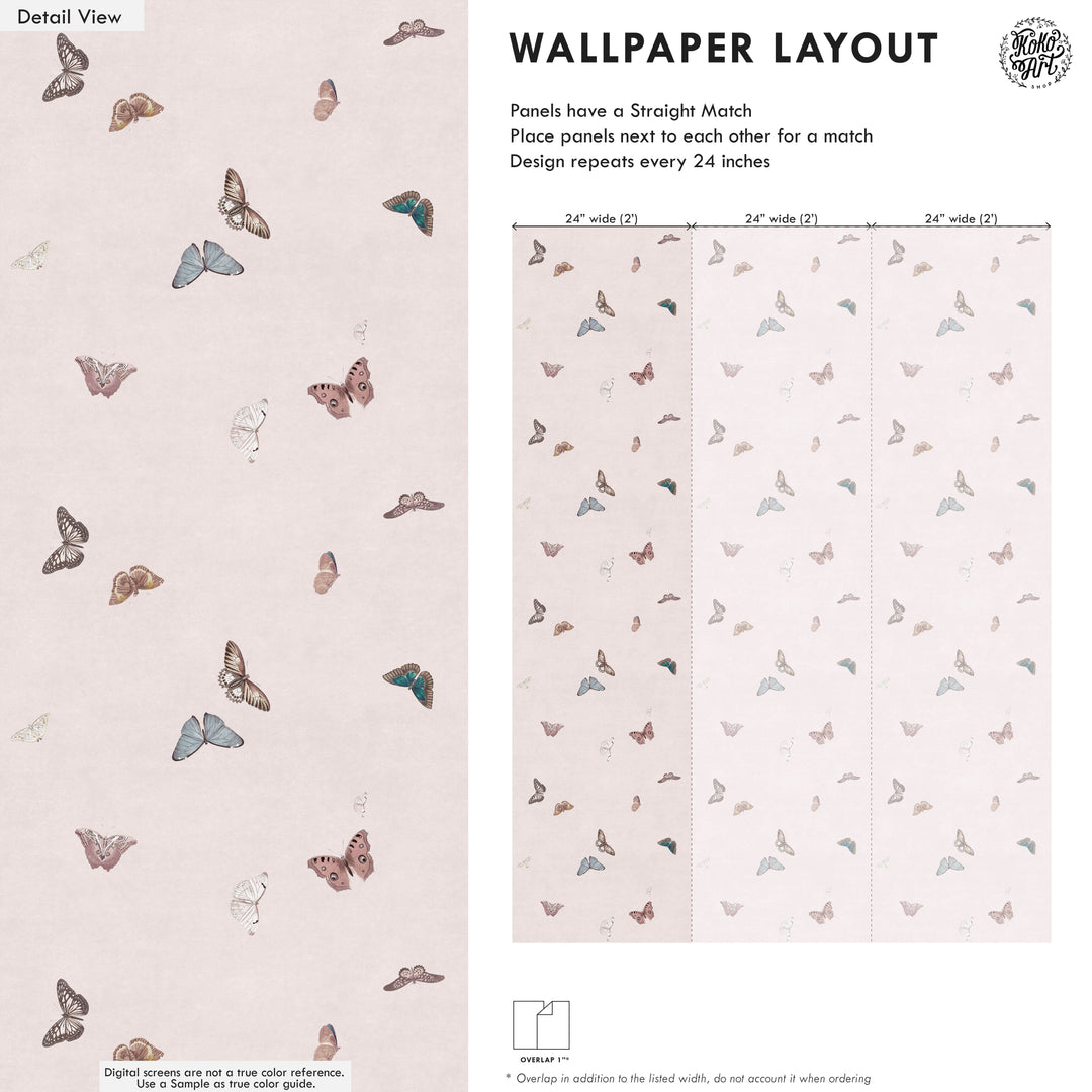 Vintage Butterfly Wallpaper - Pink