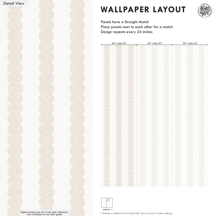 Pebble Column Stripe Wallpaper in Light Beige and Off White