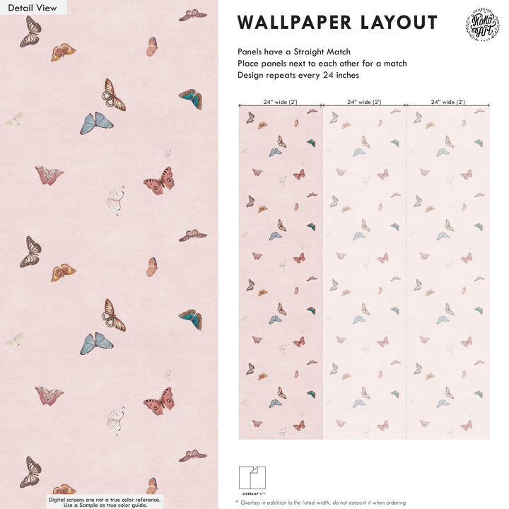 Vintage Butterfly Wallpaper - Pink