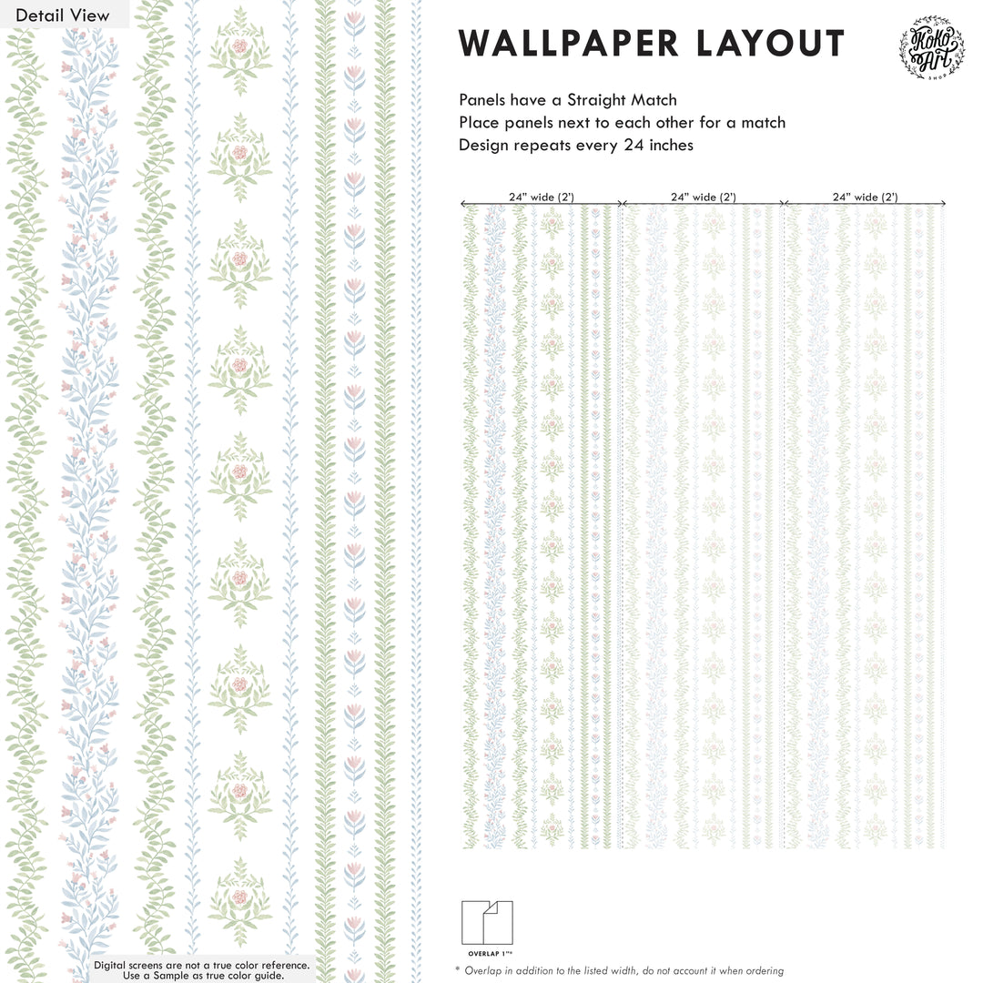 Bloom Rhythm Stripe Wallpaper