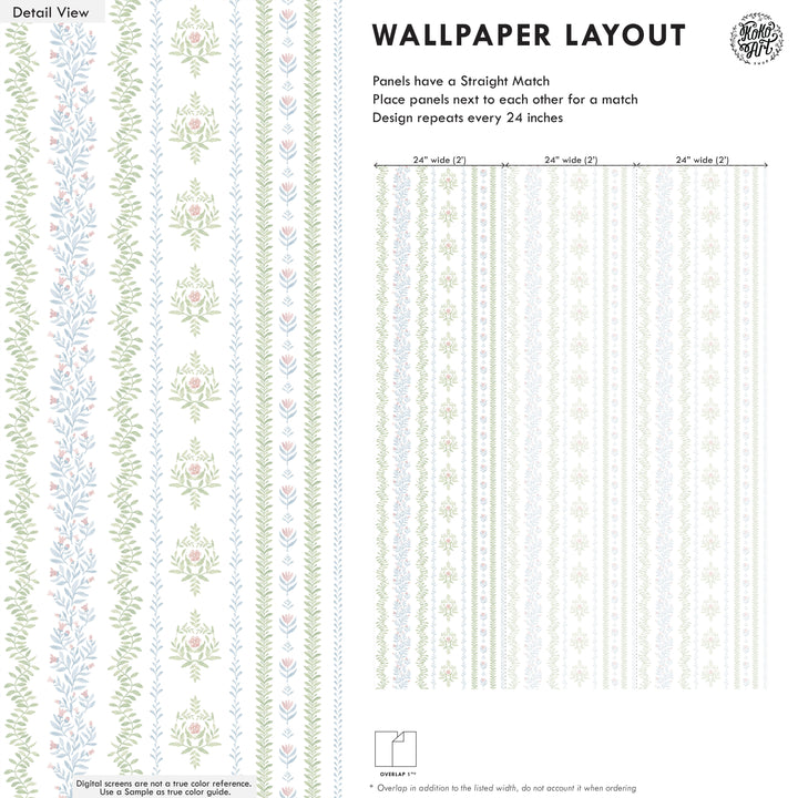 Bloom Rhythm Stripe Wallpaper